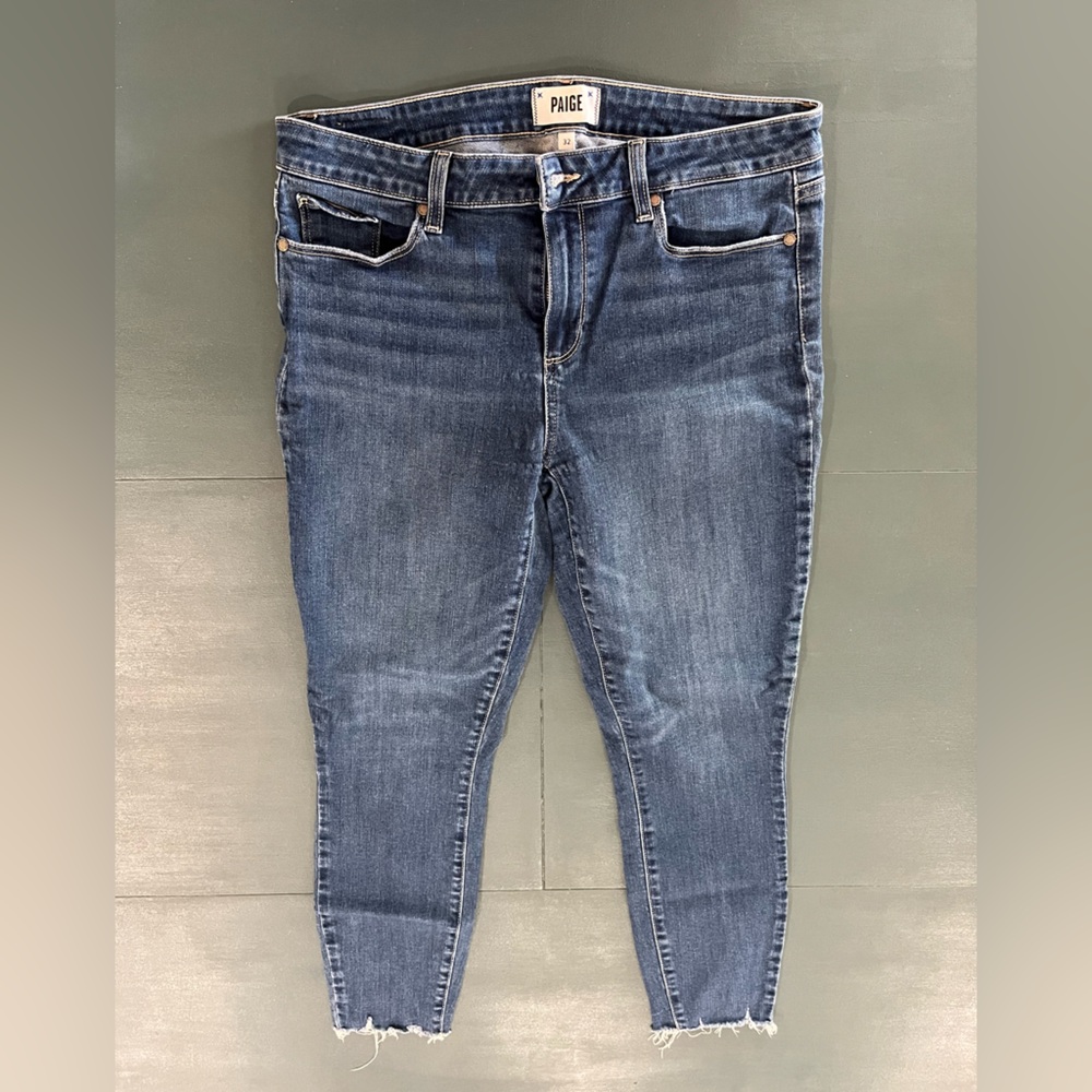 PAIGE Women's Cropped Ankle Jeans in Classic Blue Verdugo Ankle